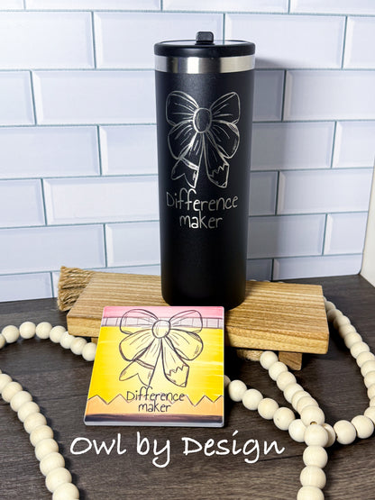 Difference Maker Hydration Bundle - 24 oz Tumbler and Ceramic Coaster