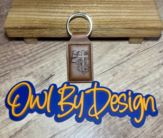 Faith over Fear Small Leather Keychain