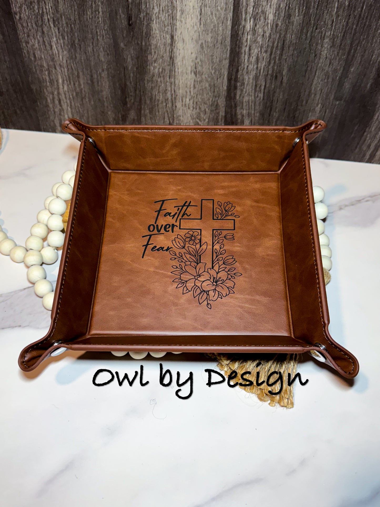 Faith Over Fear Catch All Tray - Heritage Leather Line