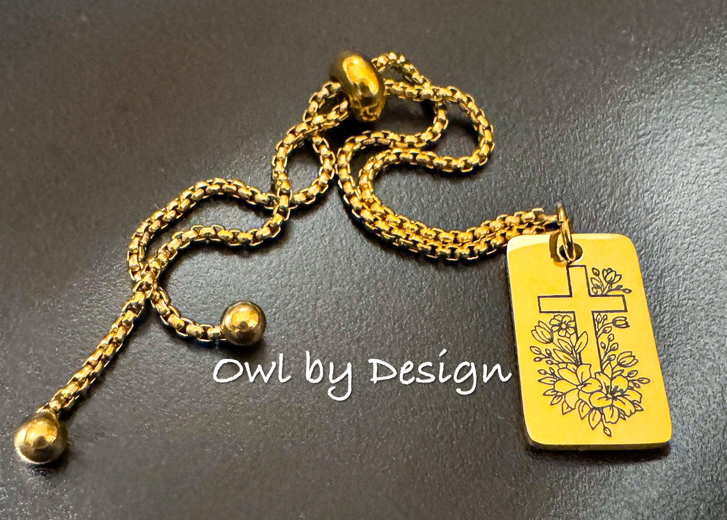 Floral Cross Adjustable Bracelet