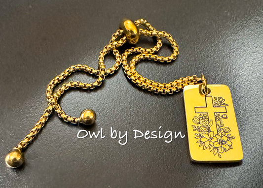 Floral Cross Adjustable Bracelet