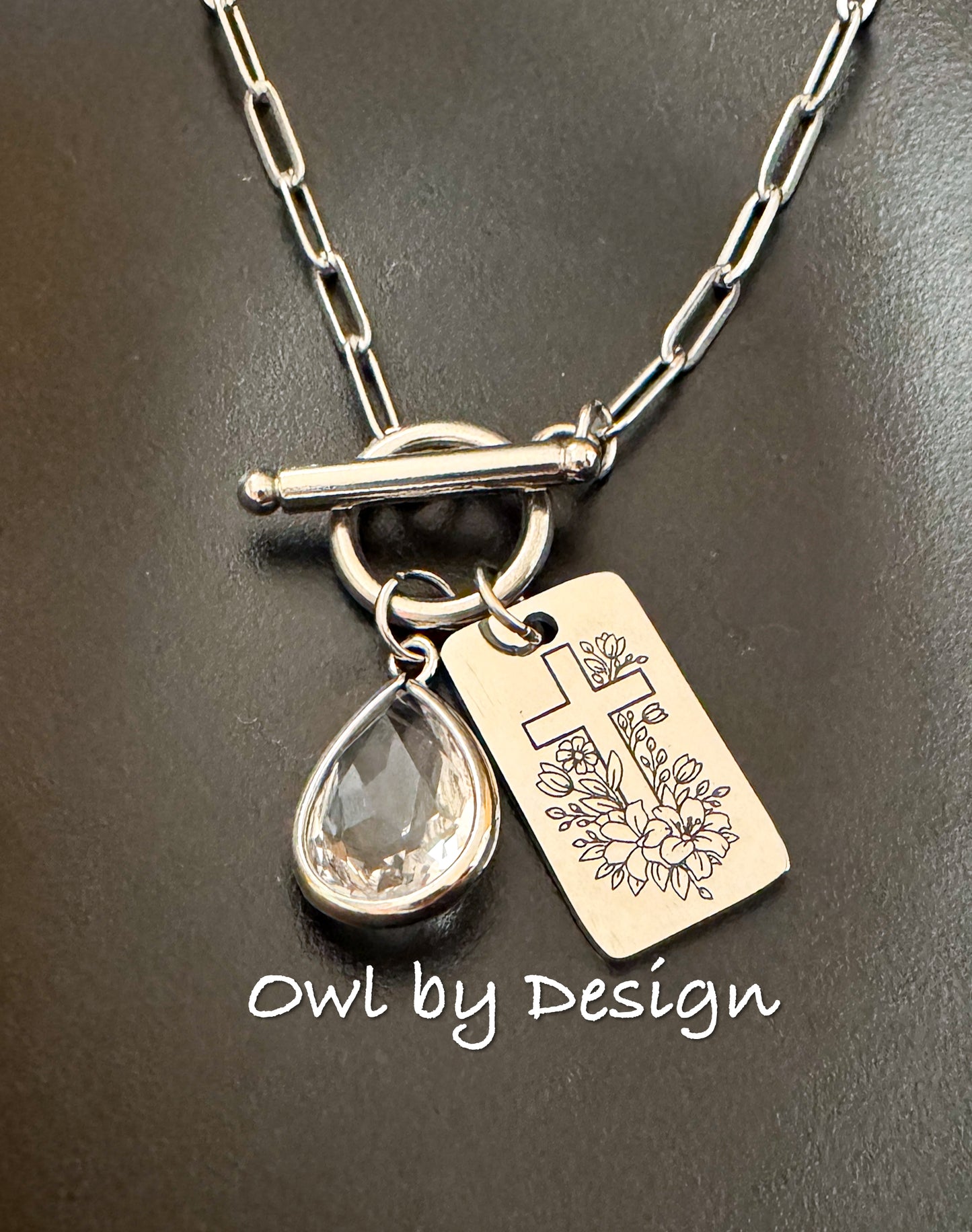 Floral Cross Charm Necklace