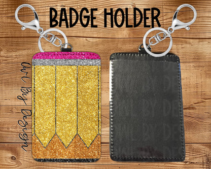Glitter Pencil Card Holder Keychain/Lanyard *Customizable