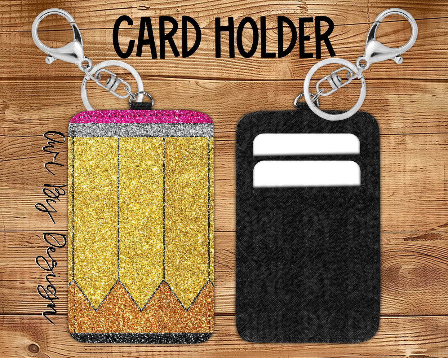 Glitter Pencil Card Holder Keychain/Lanyard *Customizable