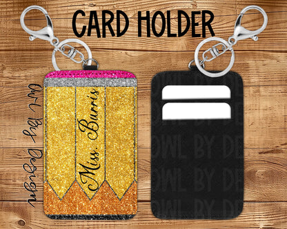Glitter Pencil Card Holder Keychain/Lanyard *Customizable