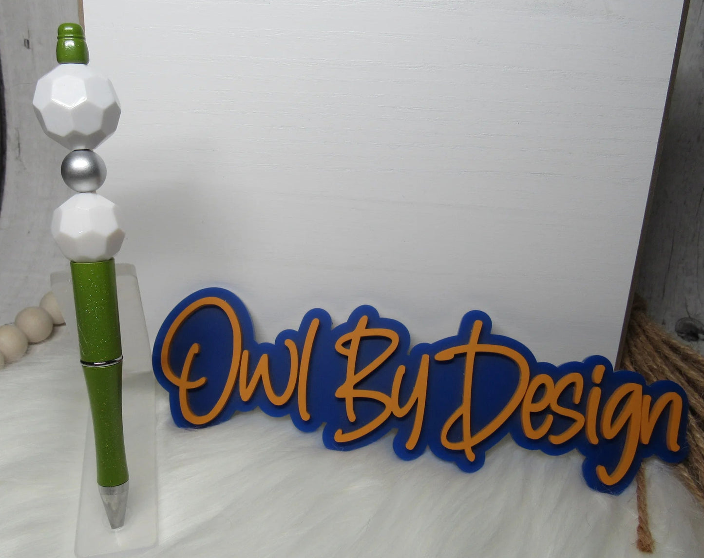 Green, White & Silver Pen