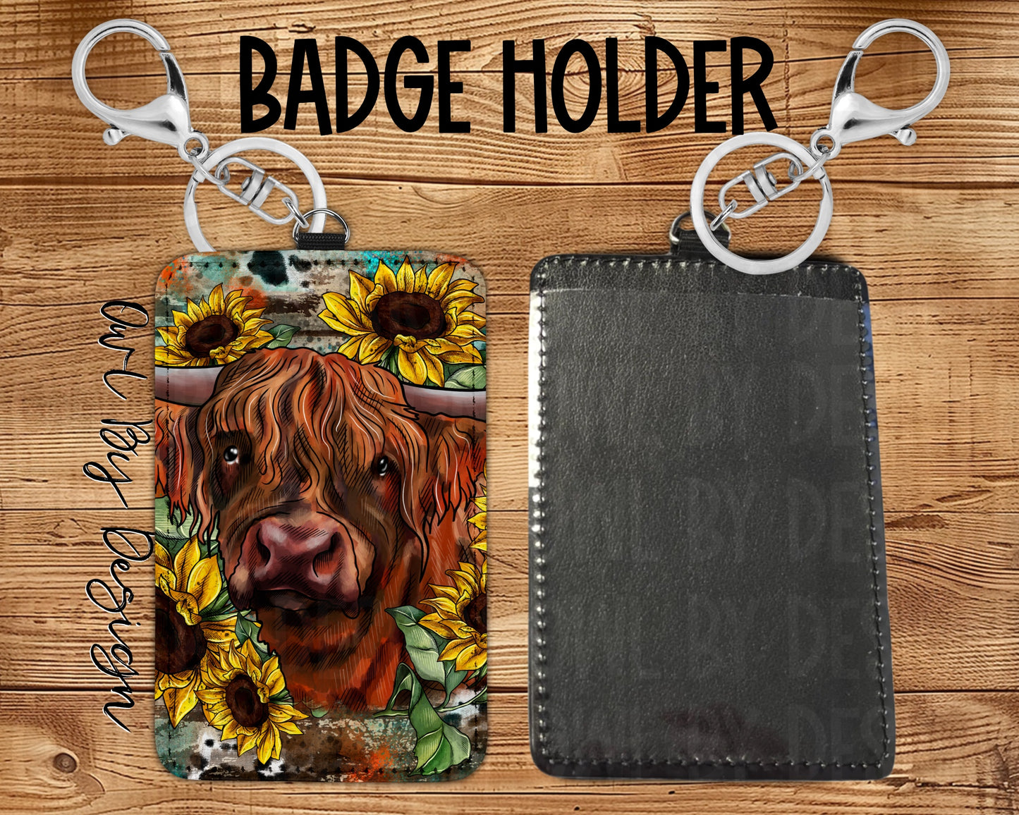 Sunflower Highland Card Holder Keychain/Lanyard