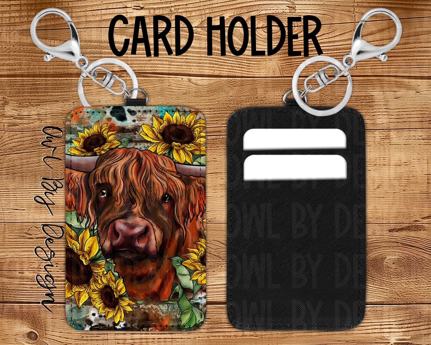 Sunflower Highland Card Holder Keychain/Lanyard
