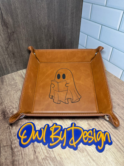 Ghostly Book Lover Catch All Tray - Heritage Leather Line