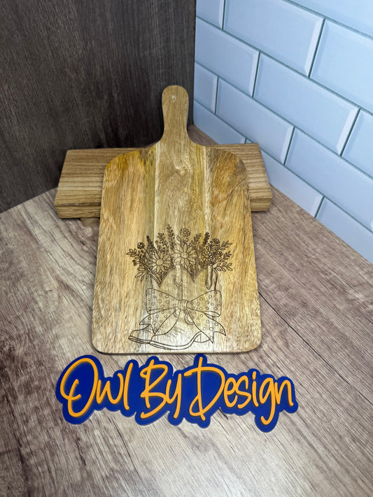 Floral Boots Small Cutting Board