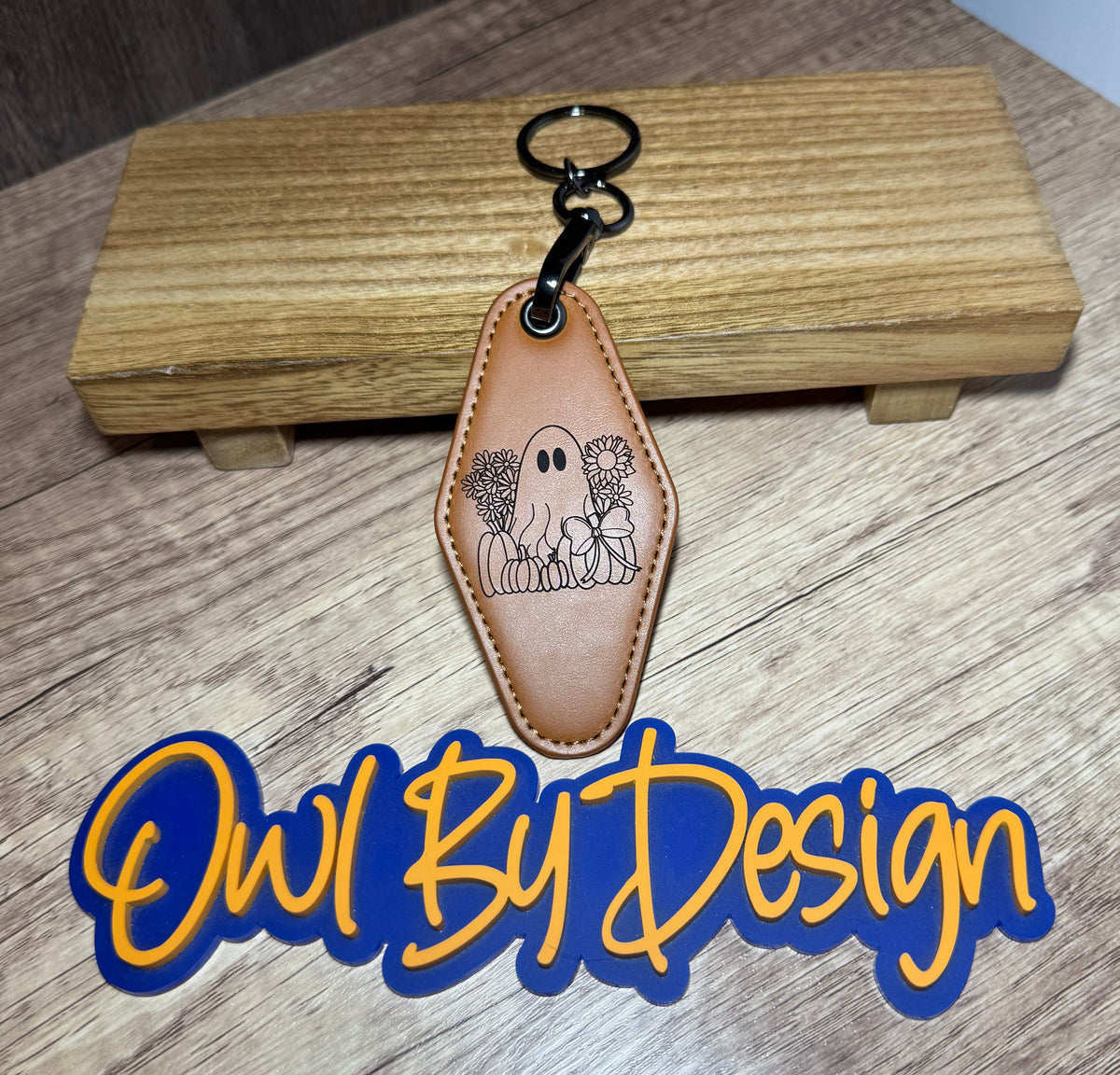 Boo-tiful Fall Large Leather Keychain