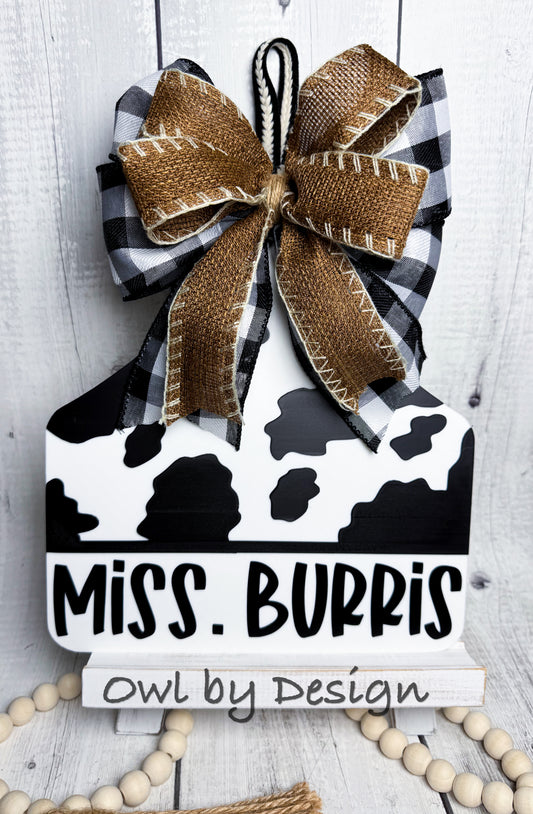 Customized Cow Tag Door Sign