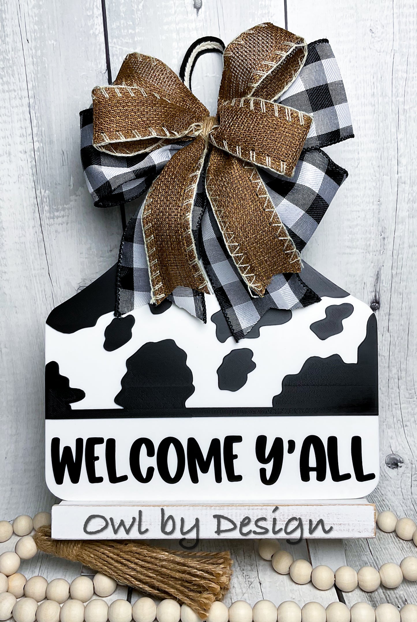Welcome Y'all Cow Tag Door Sign