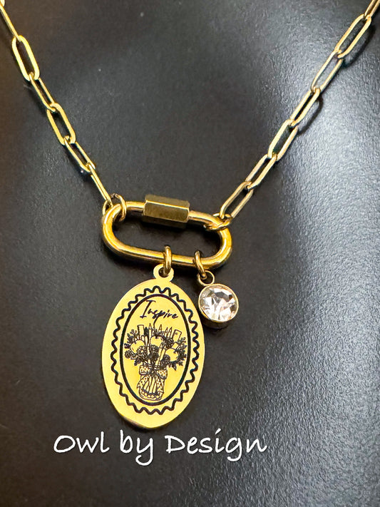 Inspire Teacher Stamp Charm Necklace