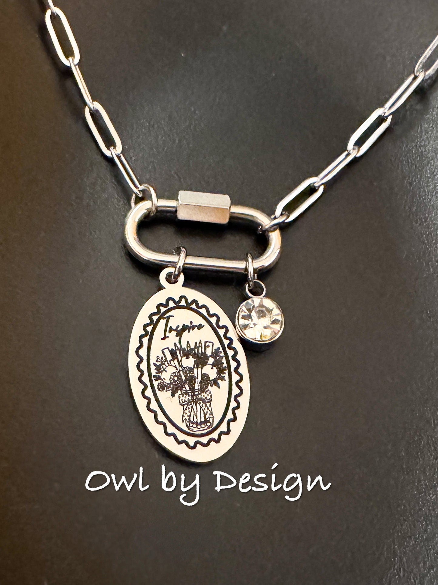 Inspire Teacher Stamp Charm Necklace