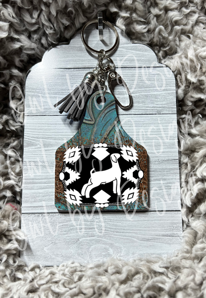 Show Livestock Buckle Western Cow Tag Keychain