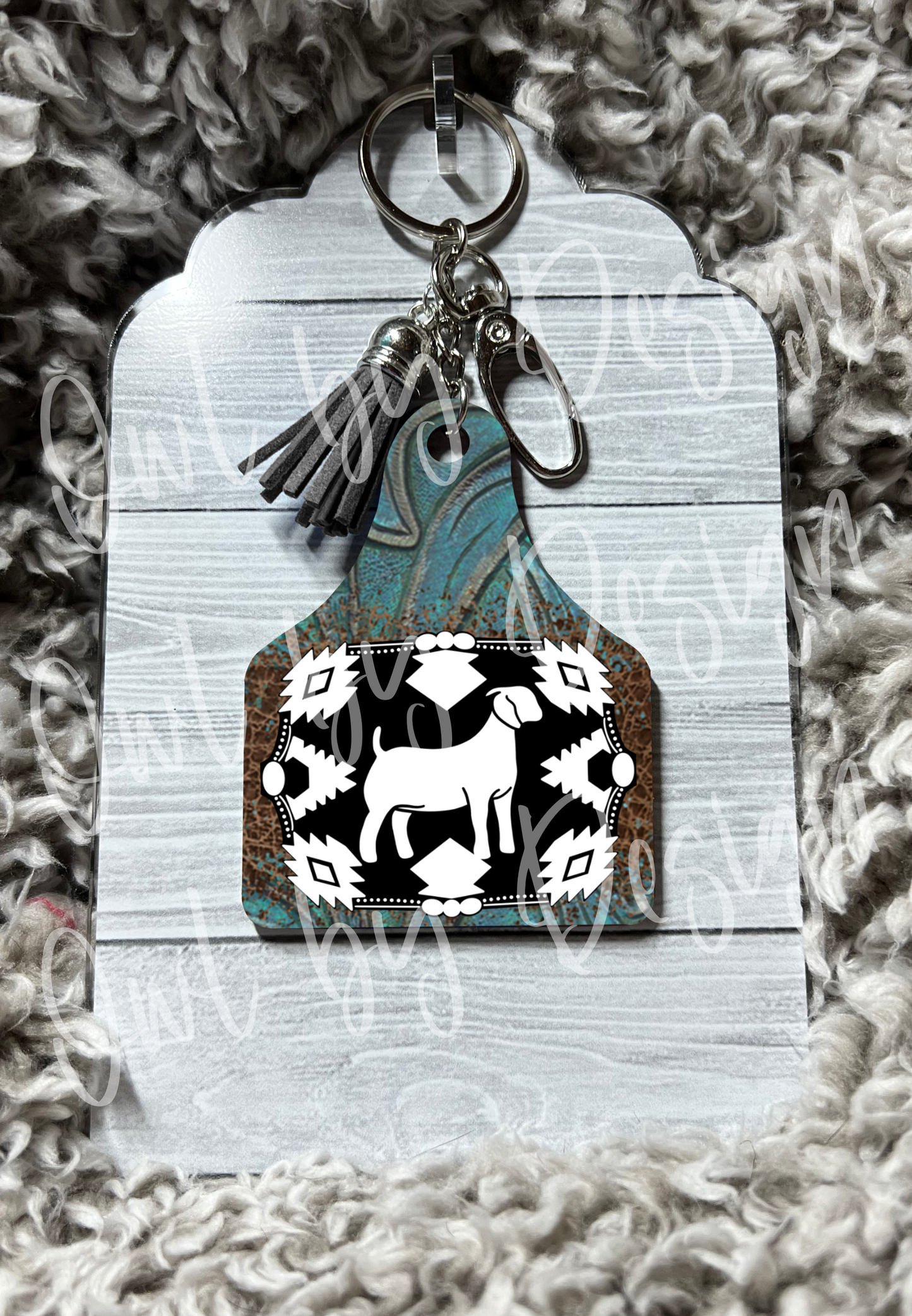 Show Livestock Buckle Western Cow Tag Keychain