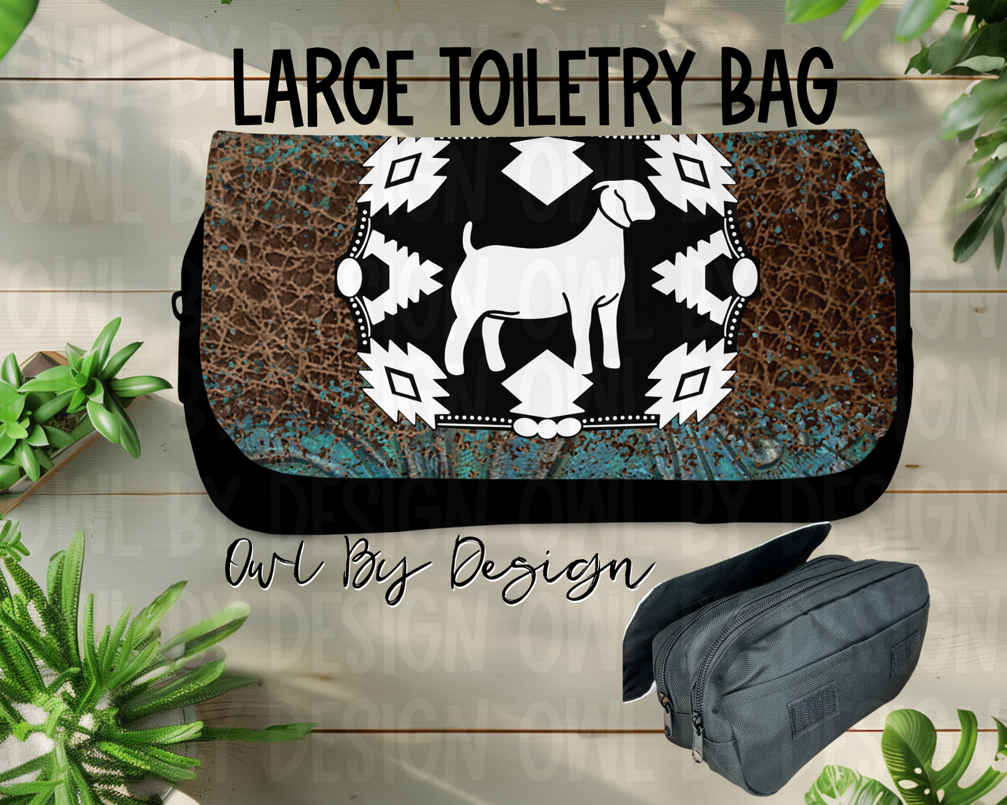 Show Livestock Buckle Western Large Toiletry Bag/Cosmetic Bag/Large Pencil Pouch