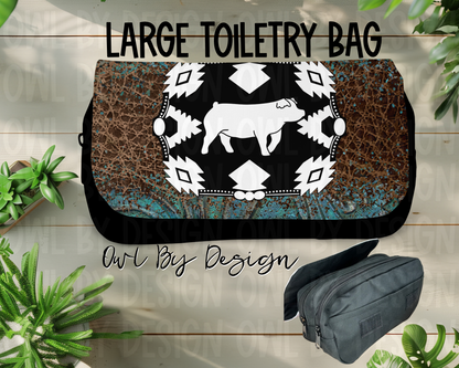 Show Livestock Buckle Western Large Toiletry Bag/Cosmetic Bag/Large Pencil Pouch