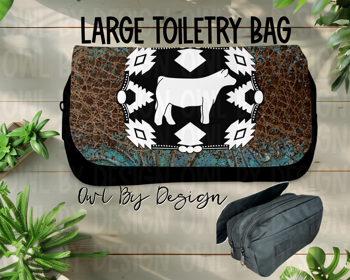 Show Livestock Buckle Western Large Toiletry Bag/Cosmetic Bag/Large Pencil Pouch