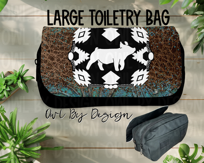 Show Livestock Buckle Western Large Toiletry Bag/Cosmetic Bag/Large Pencil Pouch