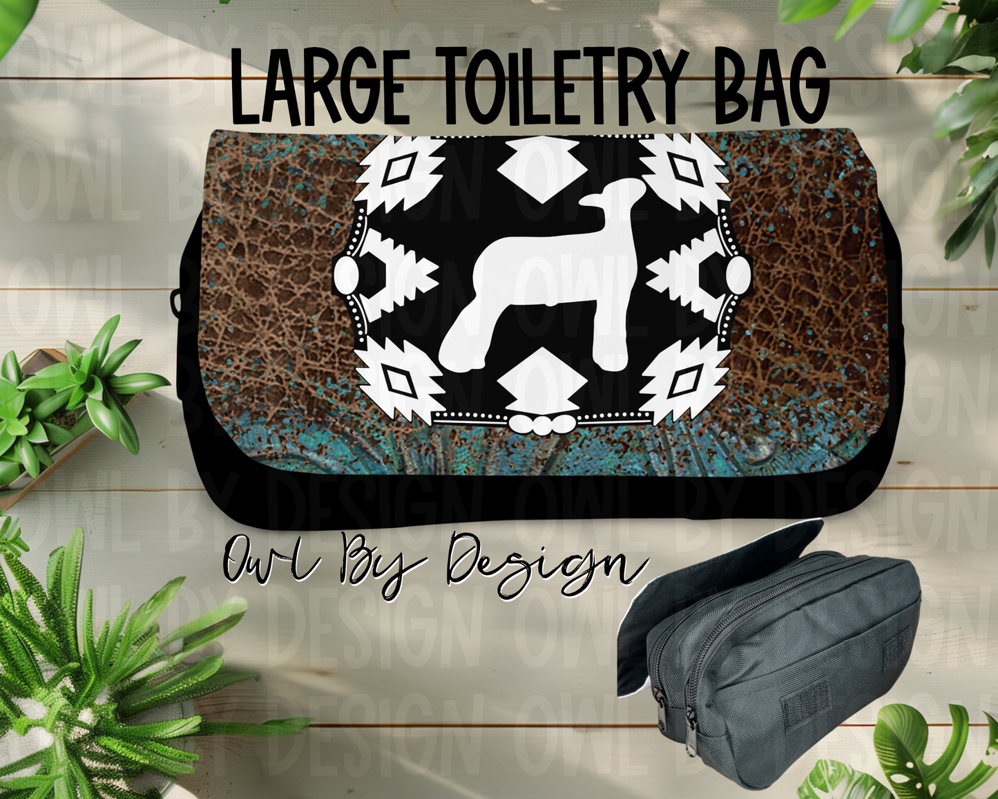 Show Livestock Buckle Western Large Toiletry Bag/Cosmetic Bag/Large Pencil Pouch