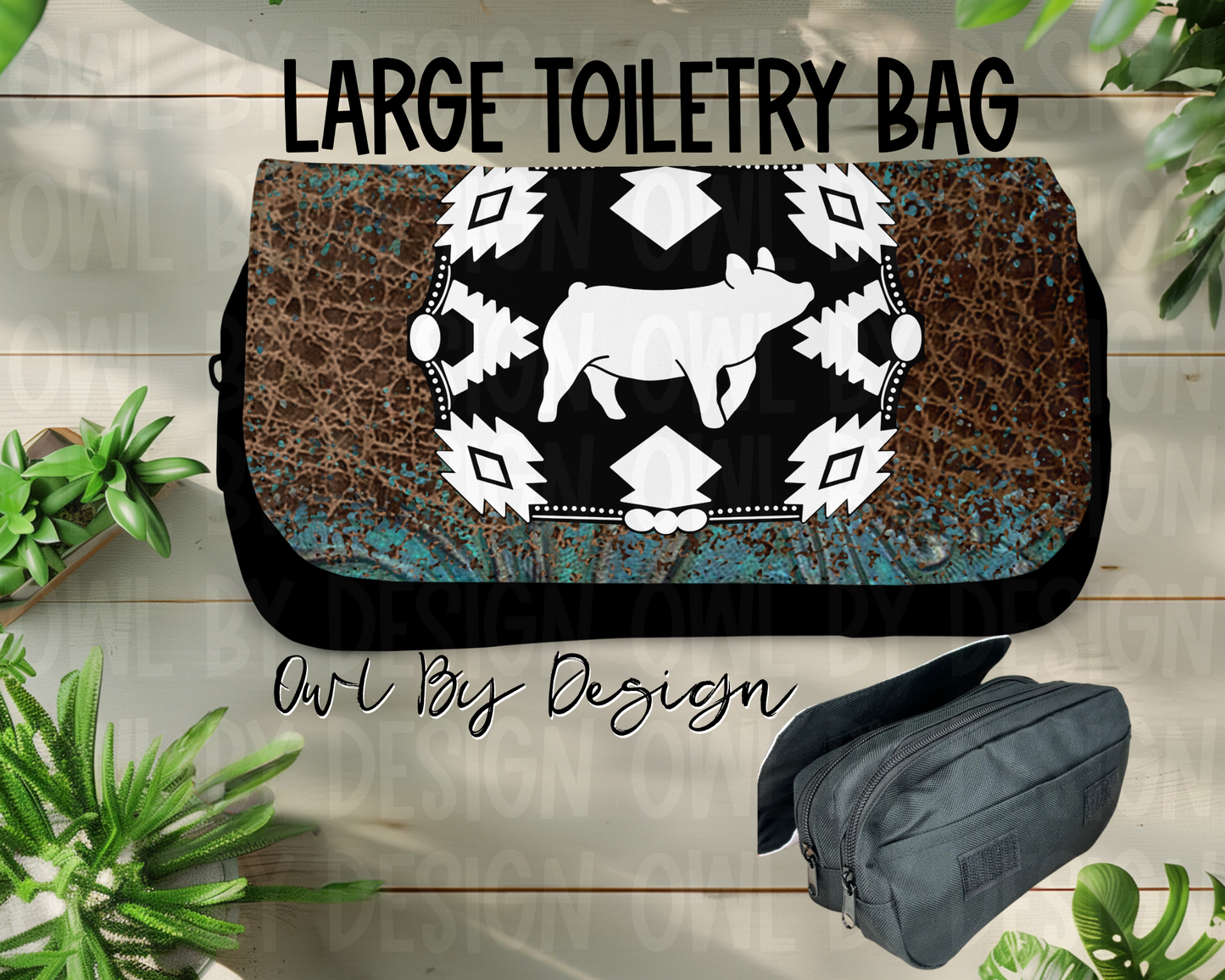 Show Livestock Buckle Western Large Toiletry Bag/Cosmetic Bag/Large Pencil Pouch