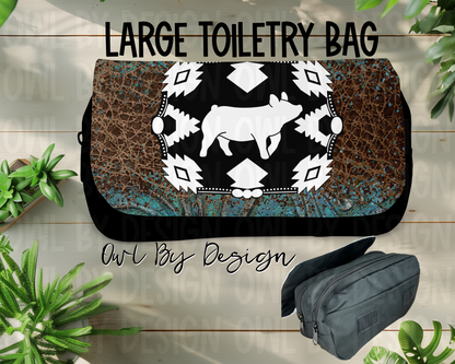 Show Livestock Buckle Western Large Toiletry Bag/Cosmetic Bag/Large Pencil Pouch