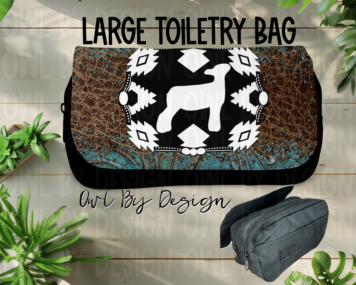 Show Livestock Buckle Western Large Toiletry Bag/Cosmetic Bag/Large Pencil Pouch