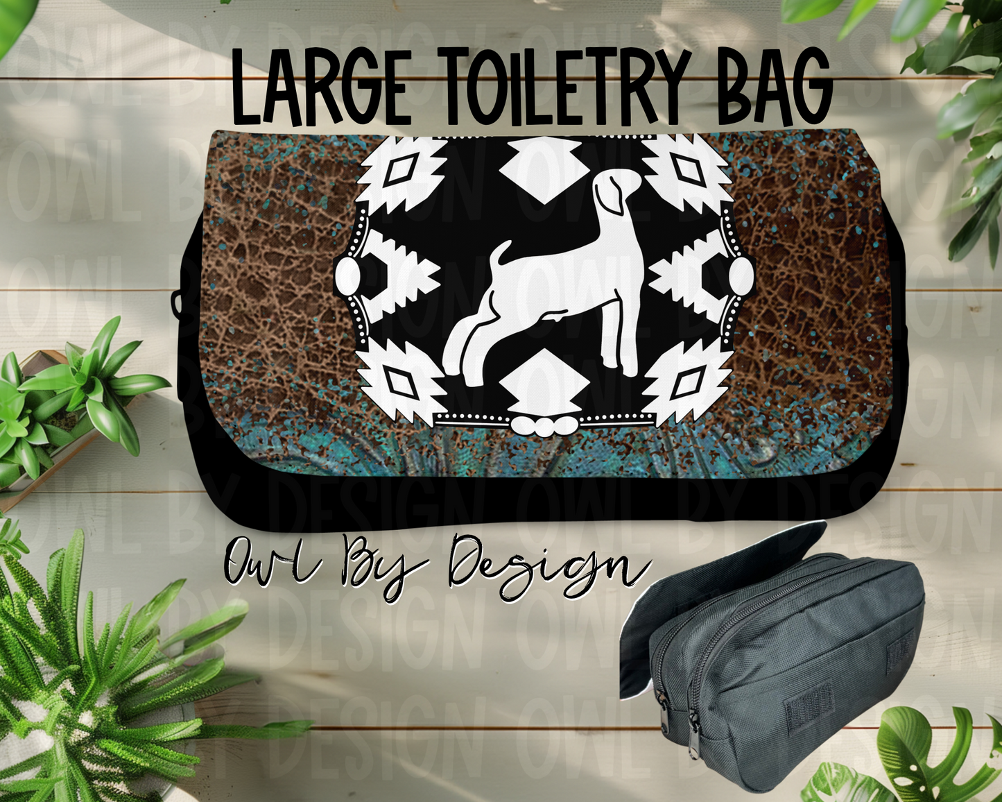 Show Livestock Buckle Western Large Toiletry Bag/Cosmetic Bag/Large Pencil Pouch