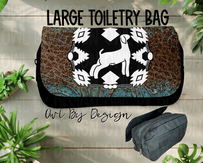 Show Livestock Buckle Western Large Toiletry Bag/Cosmetic Bag/Large Pencil Pouch