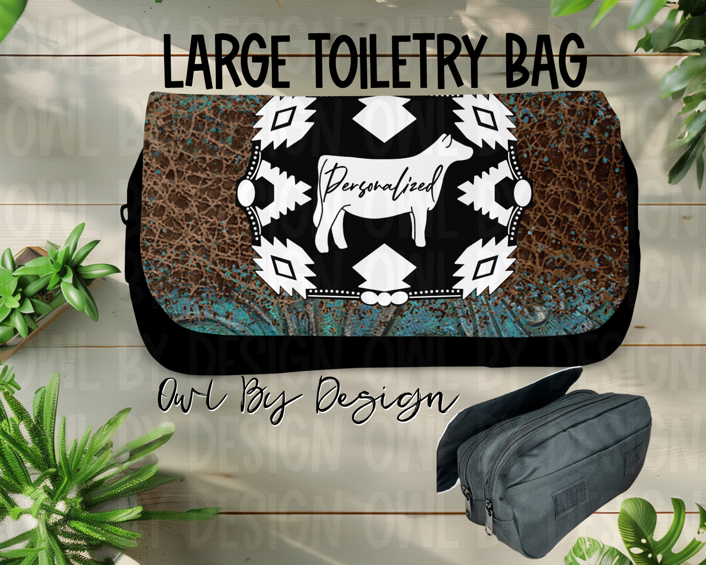 Show Livestock Buckle Western Large Toiletry Bag/Cosmetic Bag/Large Pencil Pouch