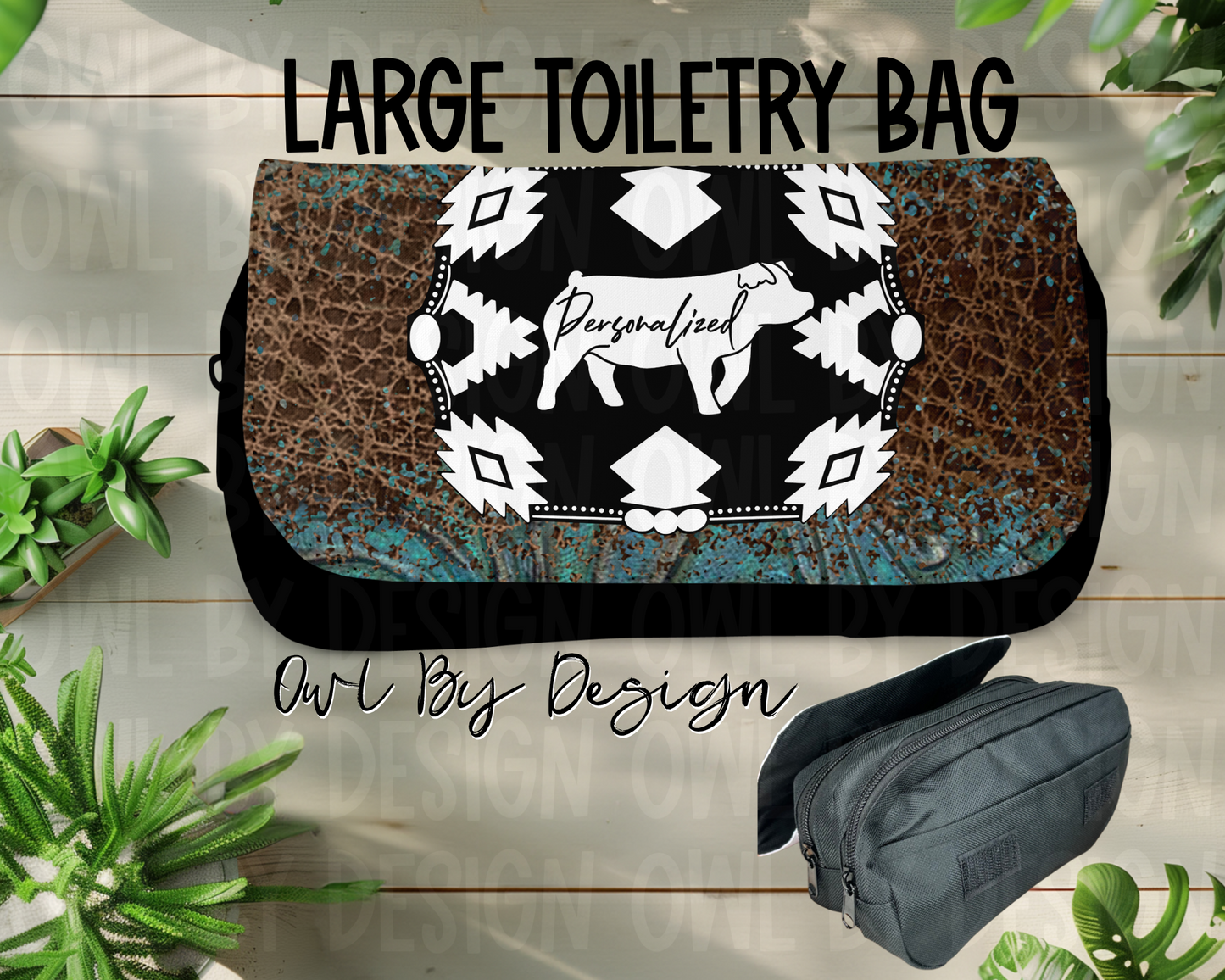 Show Livestock Buckle Western Large Toiletry Bag/Cosmetic Bag/Large Pencil Pouch
