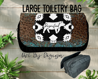 Show Livestock Buckle Western Large Toiletry Bag/Cosmetic Bag/Large Pencil Pouch