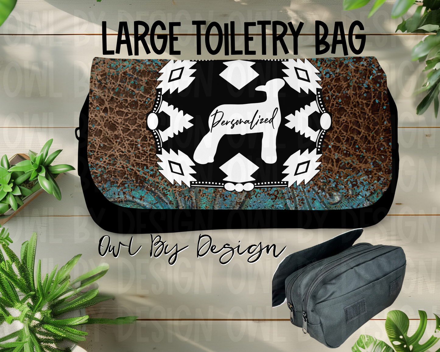 Show Livestock Buckle Western Large Toiletry Bag/Cosmetic Bag/Large Pencil Pouch