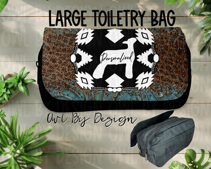 Show Livestock Buckle Western Large Toiletry Bag/Cosmetic Bag/Large Pencil Pouch
