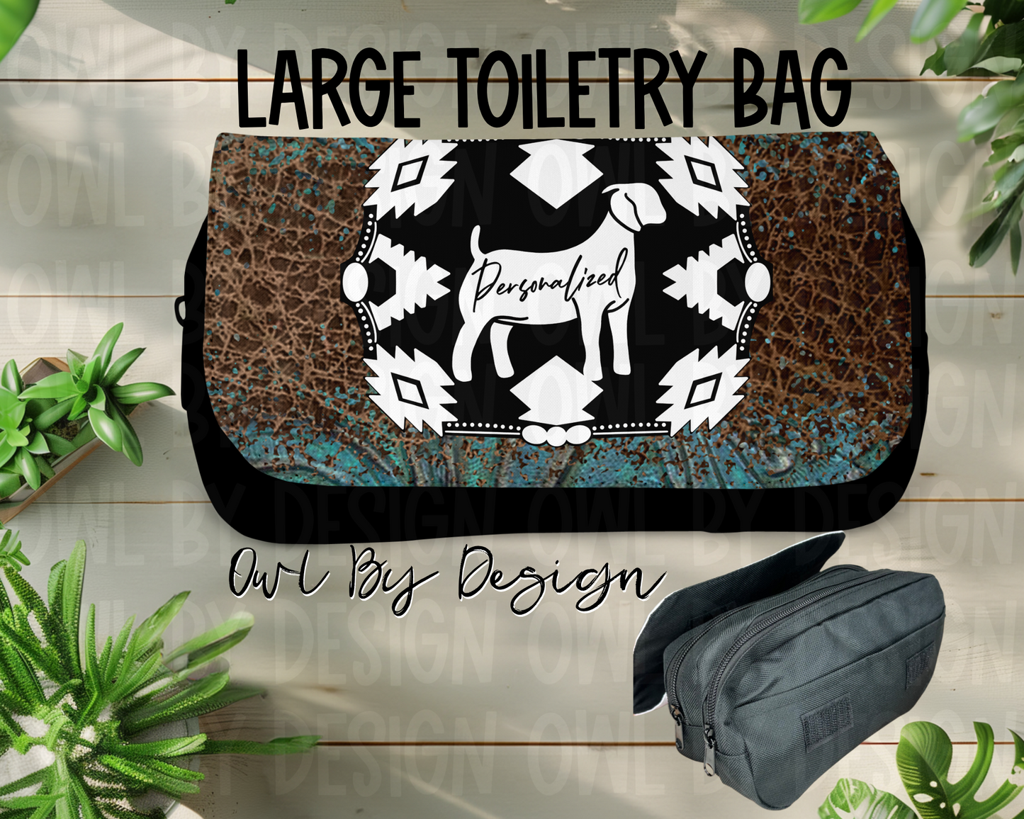 Show Livestock Buckle Western Large Toiletry Bag/Cosmetic Bag/Large Pencil Pouch
