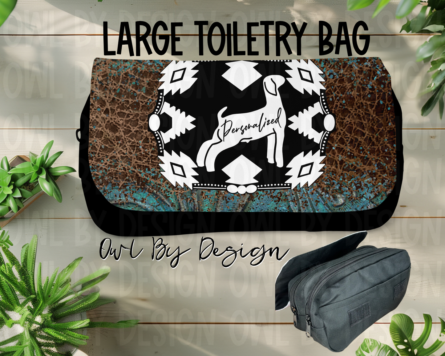 Show Livestock Buckle Western Large Toiletry Bag/Cosmetic Bag/Large Pencil Pouch