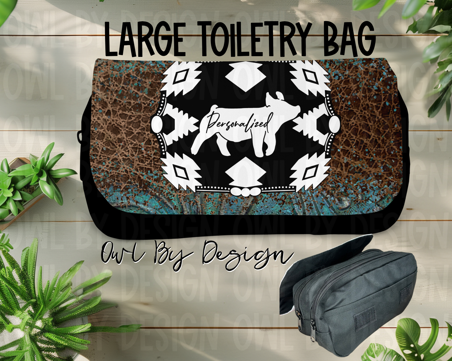 Show Livestock Buckle Western Large Toiletry Bag/Cosmetic Bag/Large Pencil Pouch