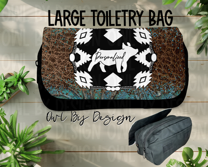 Show Livestock Buckle Western Large Toiletry Bag/Cosmetic Bag/Large Pencil Pouch