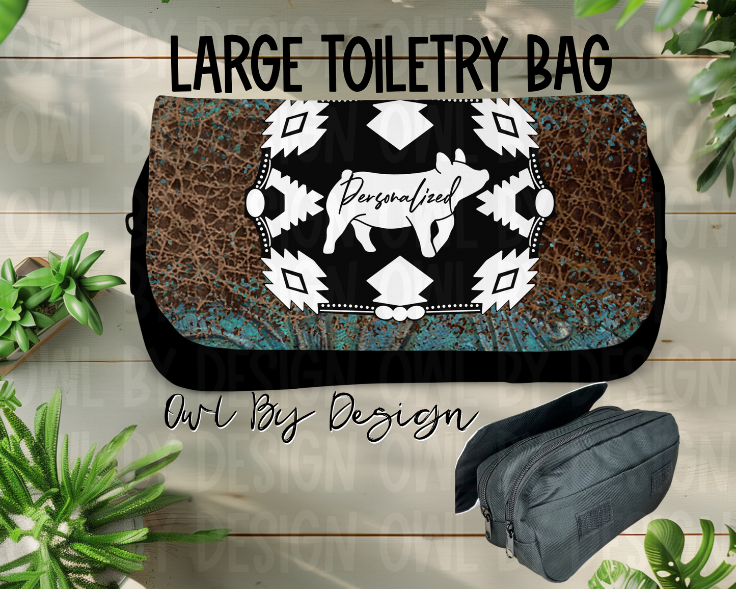 Show Livestock Buckle Western Large Toiletry Bag/Cosmetic Bag/Large Pencil Pouch
