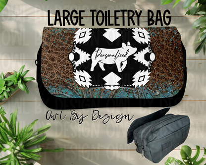 Show Livestock Buckle Western Large Toiletry Bag/Cosmetic Bag/Large Pencil Pouch