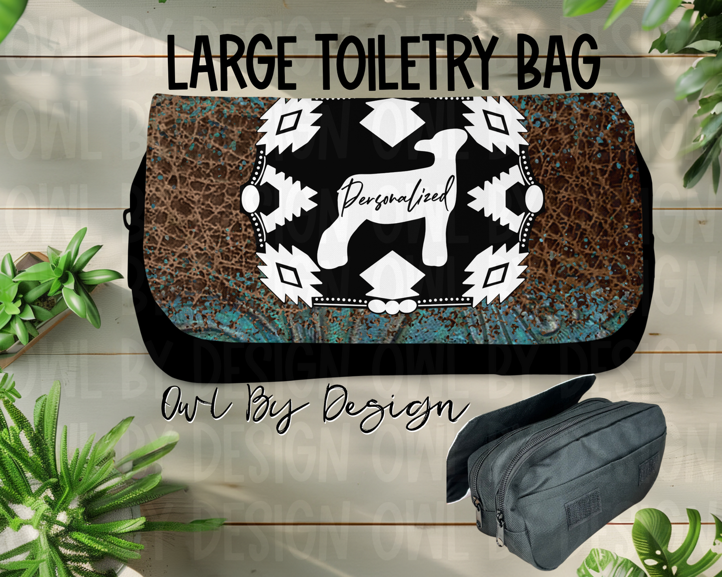 Show Livestock Buckle Western Large Toiletry Bag/Cosmetic Bag/Large Pencil Pouch