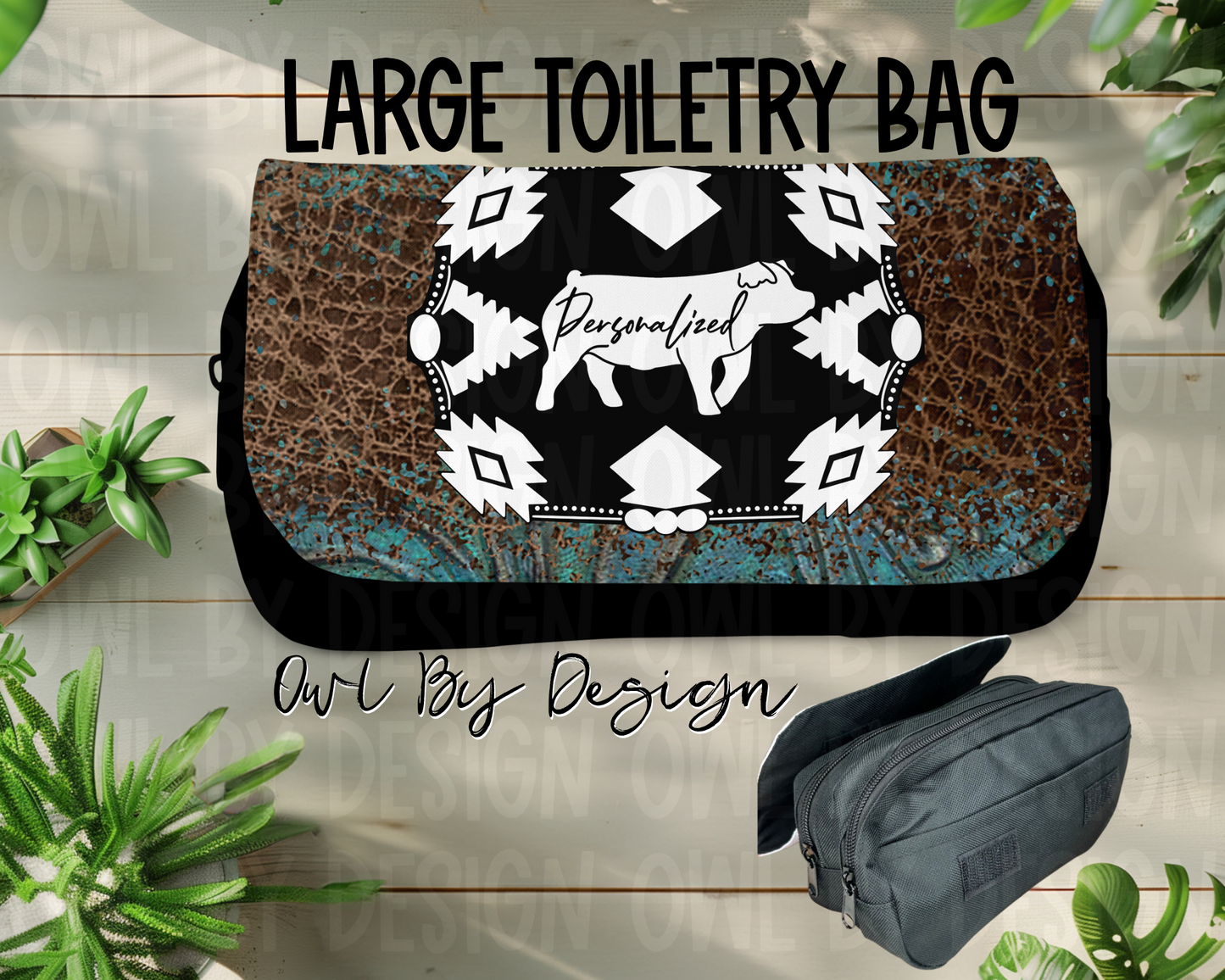 Show Livestock Buckle Western Large Toiletry Bag/Cosmetic Bag/Large Pencil Pouch
