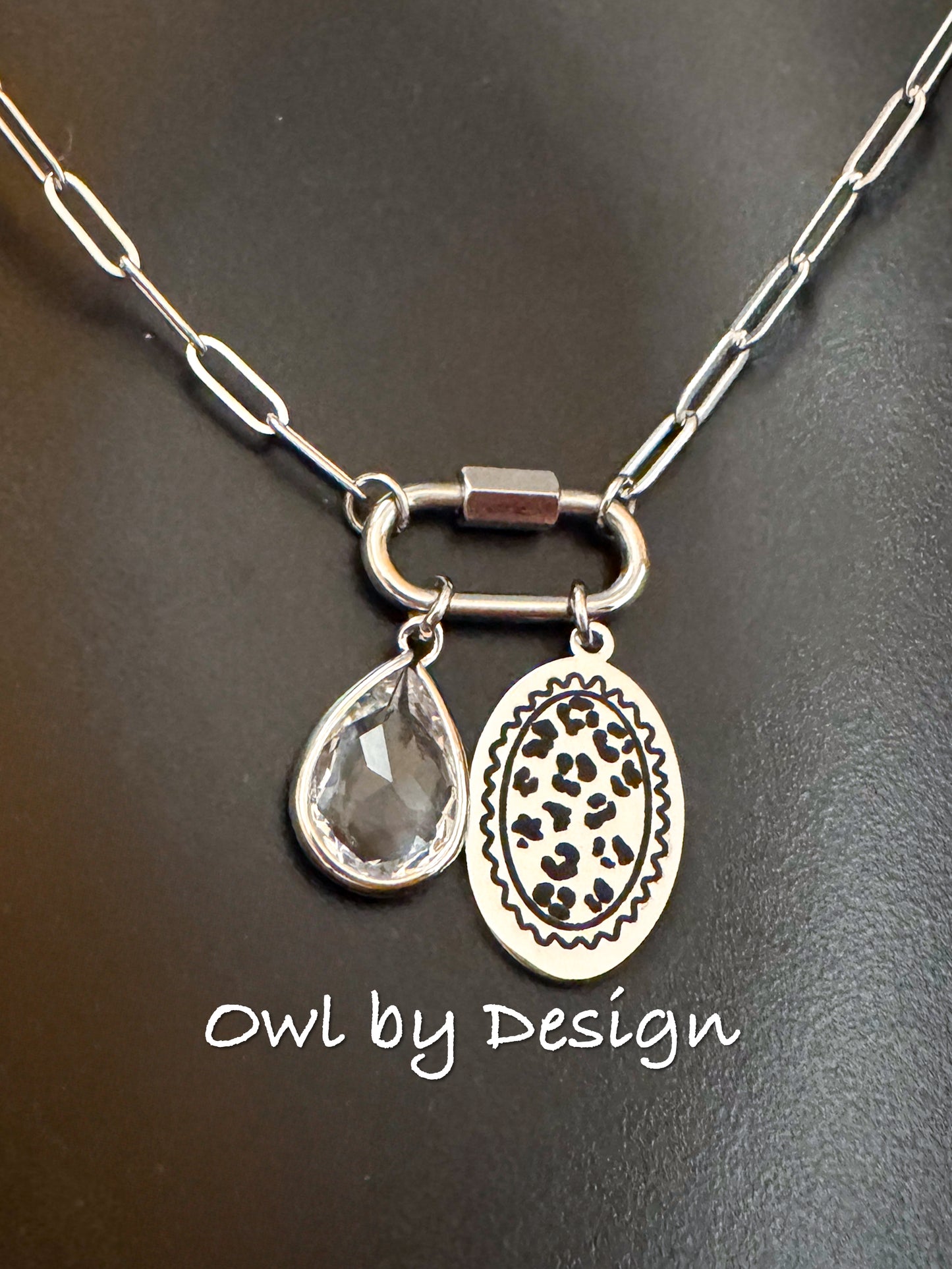 Vintage Leopard Stamp Charm Necklace