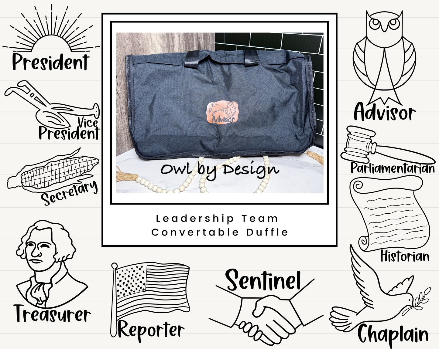 Leadership Team Travel Bag Convertible Duffle/Garment Bag - Personalized Gift