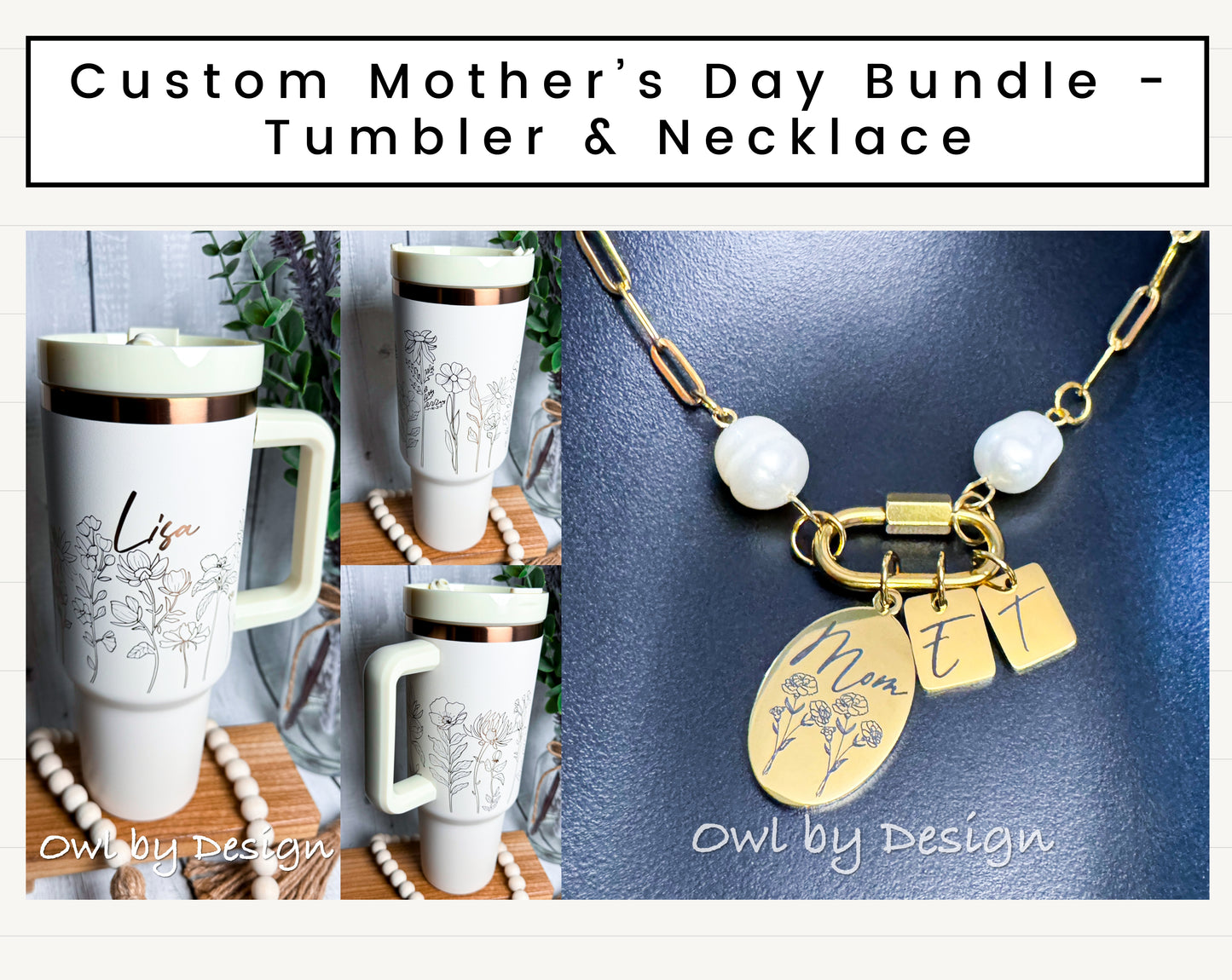 Mother's Day Bundle - Custom Tumbler and Necklace