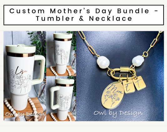 Mother's Day Bundle - Custom Tumbler and Necklace