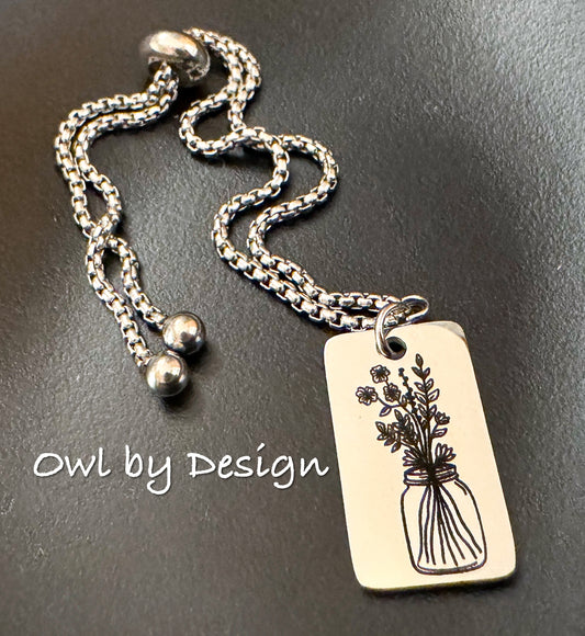 Wildflower Mason Jar Adjustable Bracelet