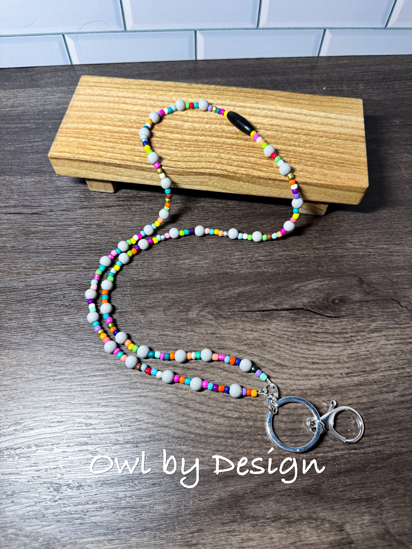 Rainbow Sprinkle Beaded Lanyard